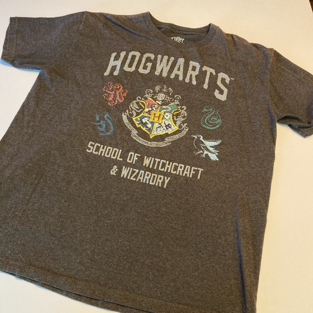 Harry Potter Hogwarts School of Witchcraft & Wizardry Men's Charcoal T-Shirt xl